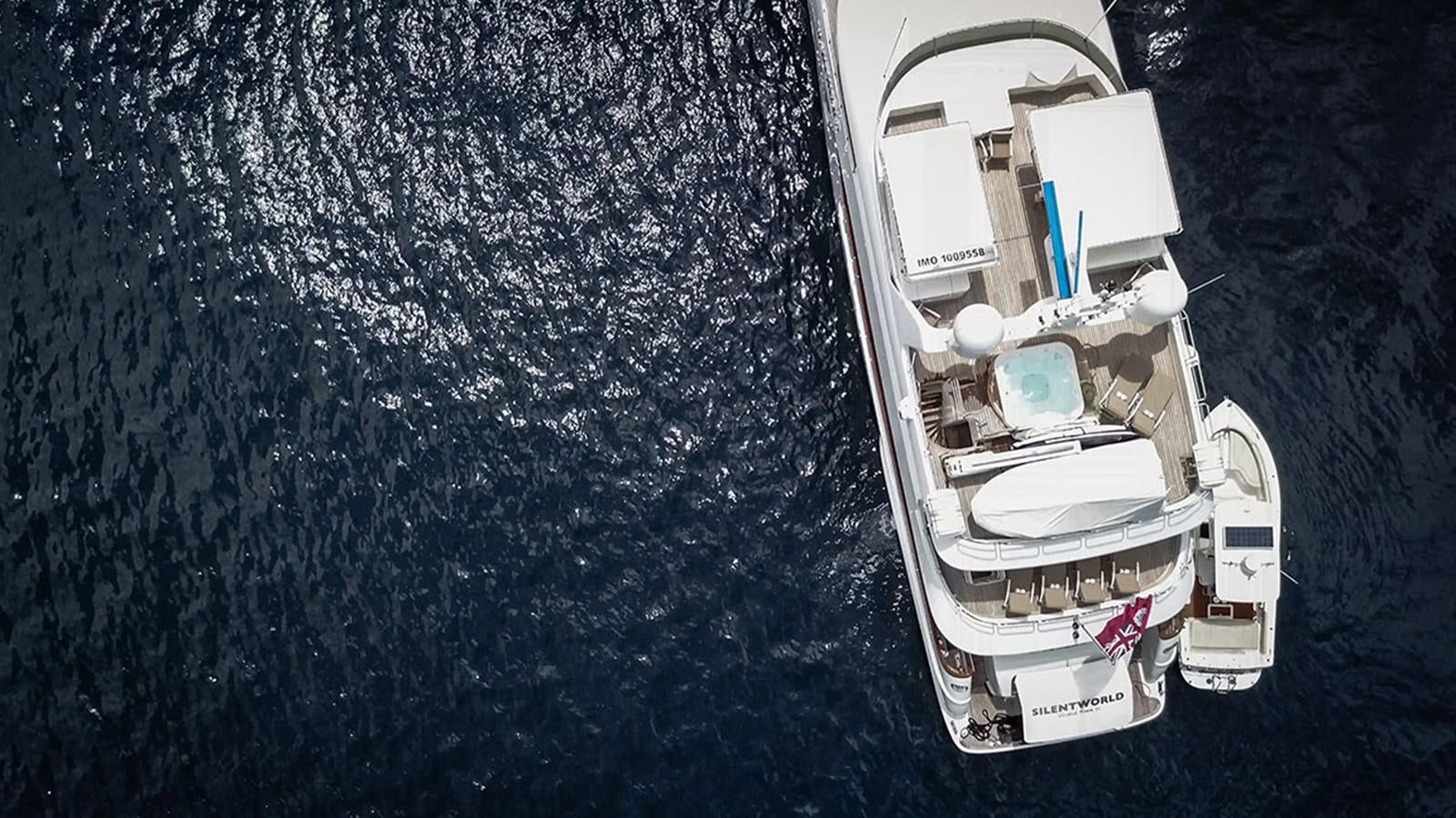 a space ship in space aboard SILENTWORLD Yacht for Sale