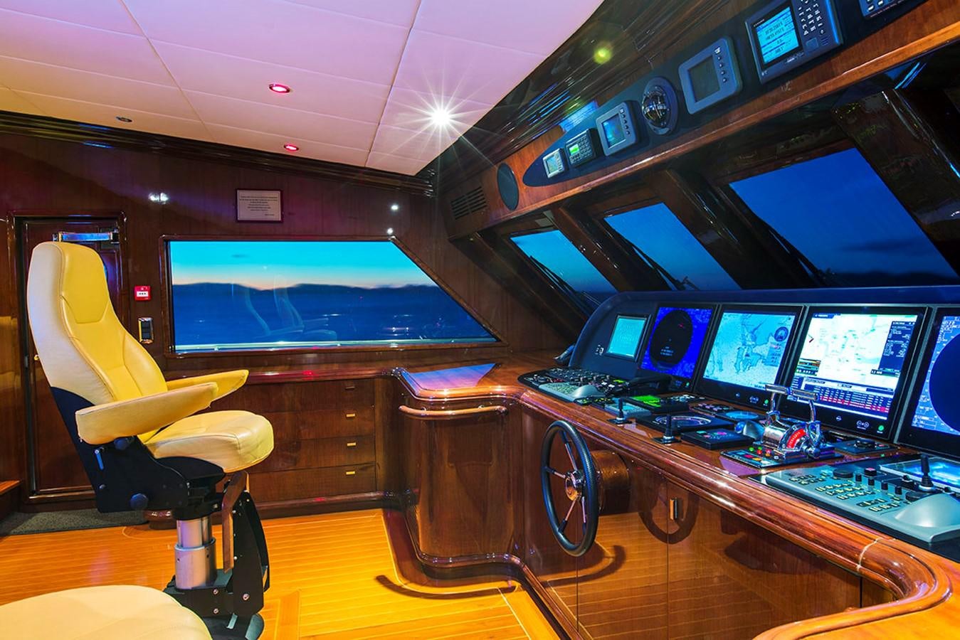 a control room with many monitors aboard SILENTWORLD Yacht for Sale