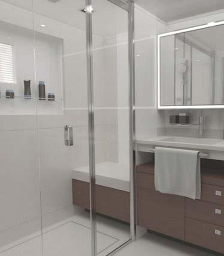a bathroom with a stand up shower aboard NORTH STAR Yacht for Sale