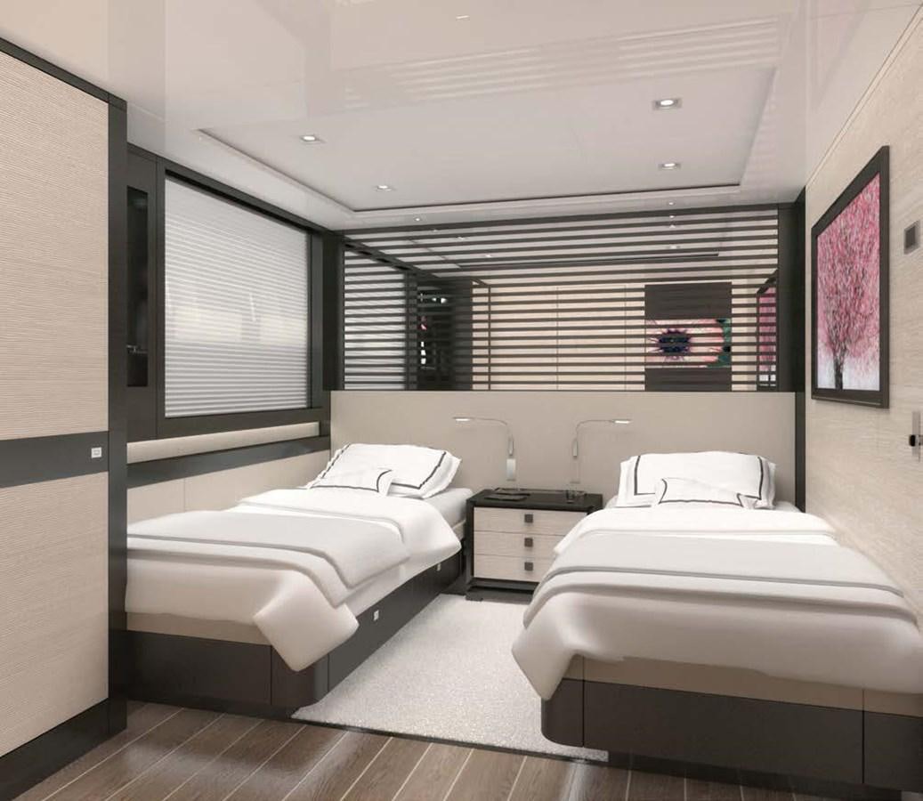 a couple of beds in a room aboard NORTH STAR Yacht for Sale