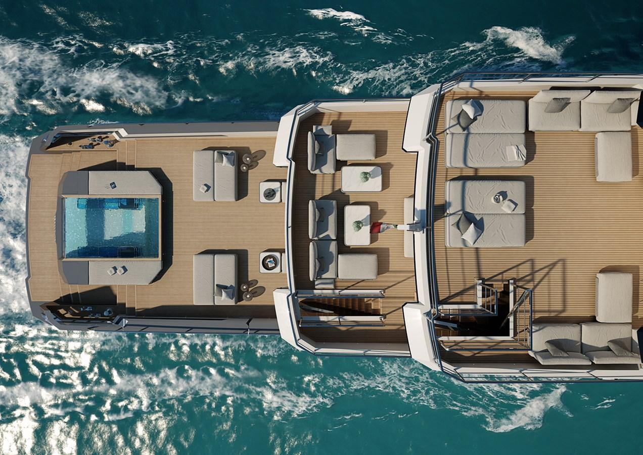 a satellite over a body of water aboard CROSSOVER Yacht for Sale
