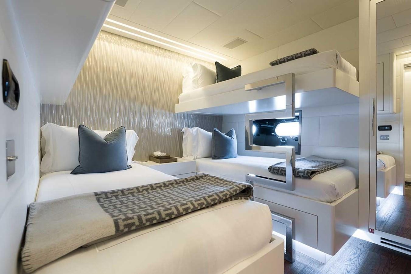 a room with two beds aboard BEACHOUSE Yacht for Sale