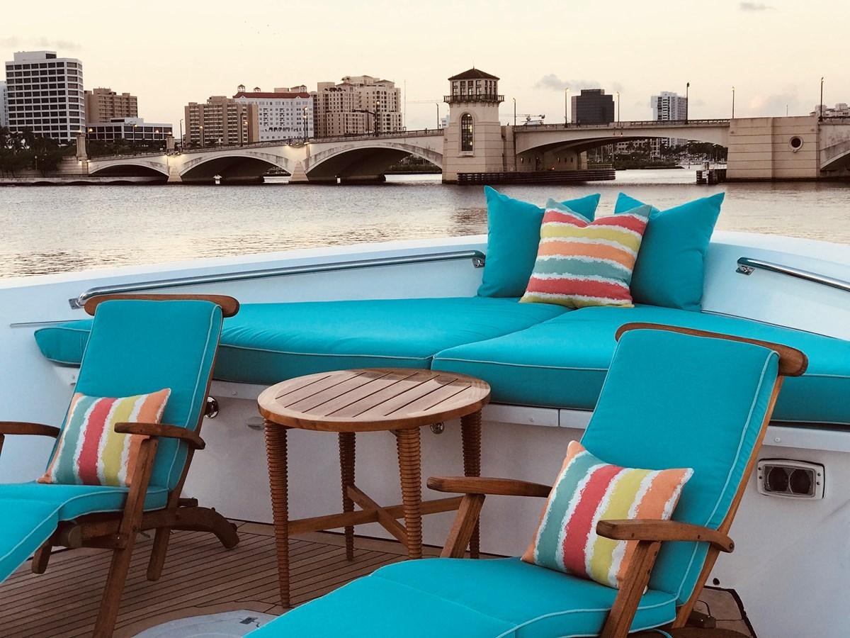 a group of chairs on a boat aboard RELENTLESS Yacht for Sale