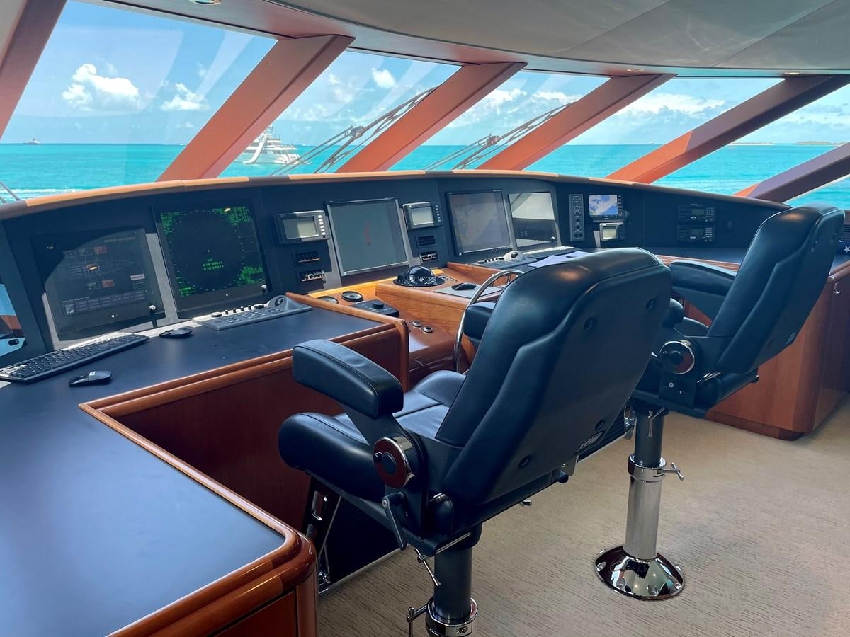 a large airplane cockpit aboard RELENTLESS Yacht for Sale