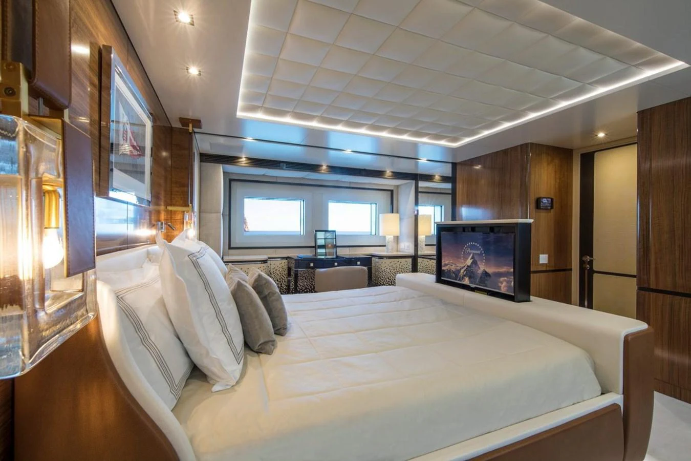 a room with a bed and a tv aboard SPRING Yacht for Sale