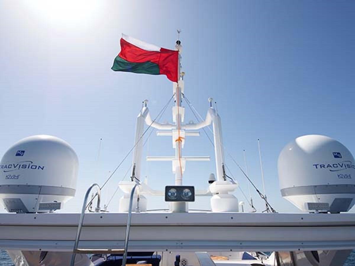 a flag on a pole aboard AL WASMY I Yacht for Sale