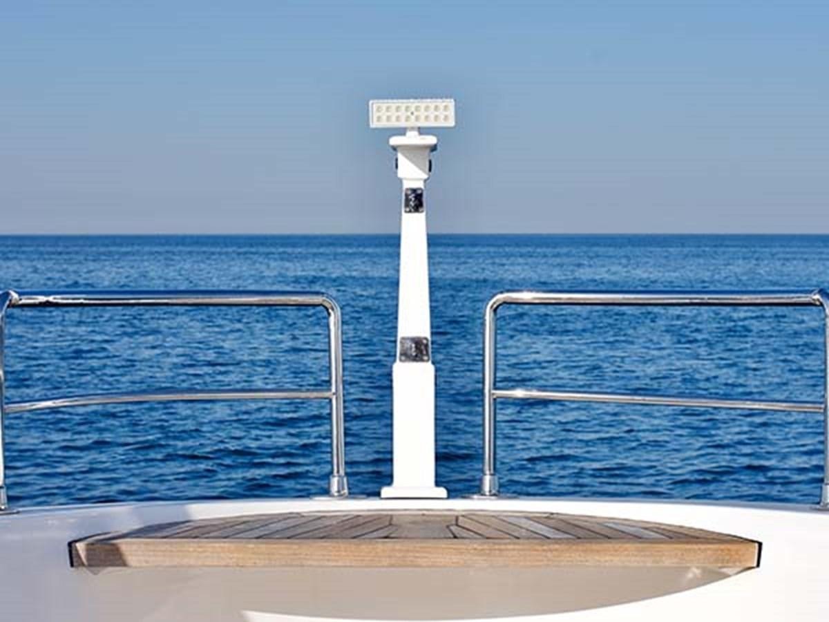 a white pole on a dock aboard AL WASMY I Yacht for Sale