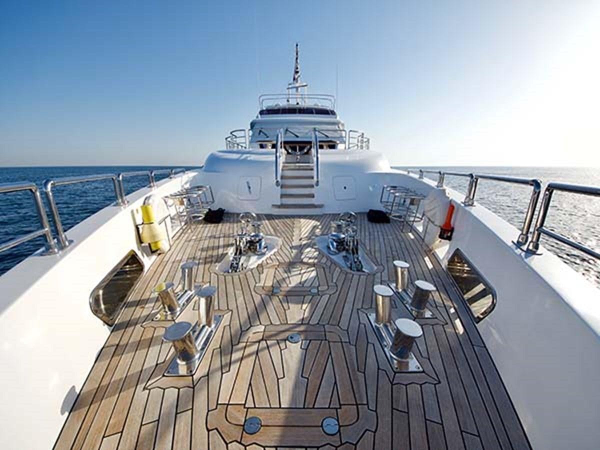 a large ship on a deck aboard AL WASMY I Yacht for Sale