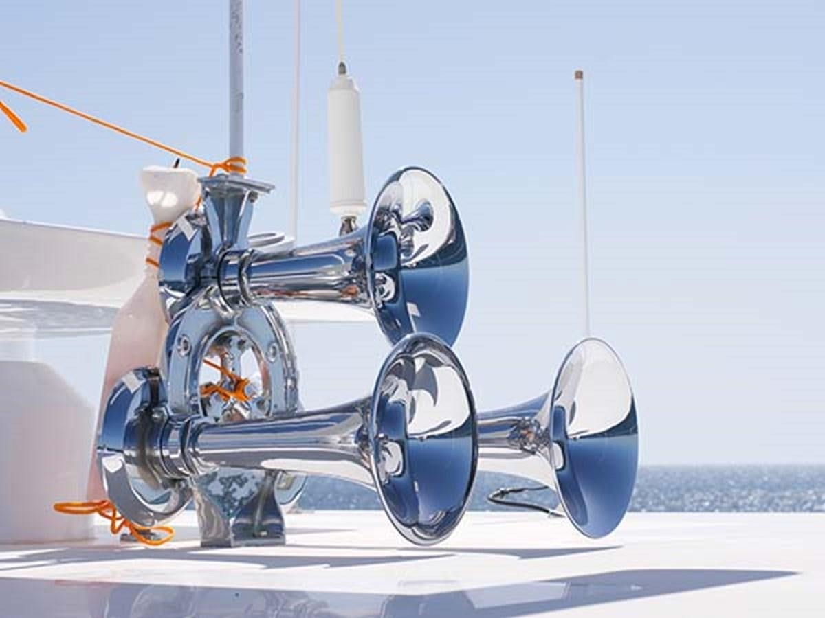 a blue robot with a long tail aboard AL WASMY I Yacht for Sale