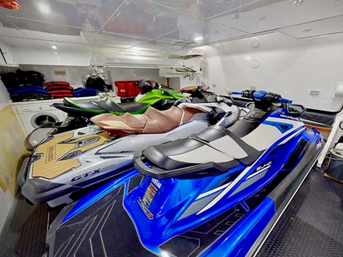 a room full of sports equipment aboard AL WASMY I Yacht for Sale