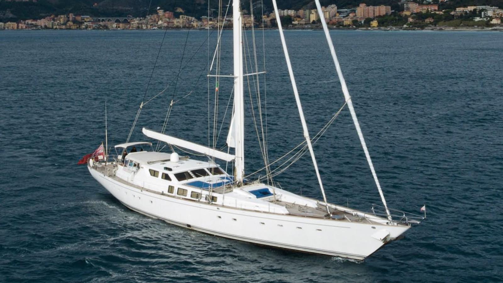 a white boat on the water aboard ELECTA Yacht for Sale
