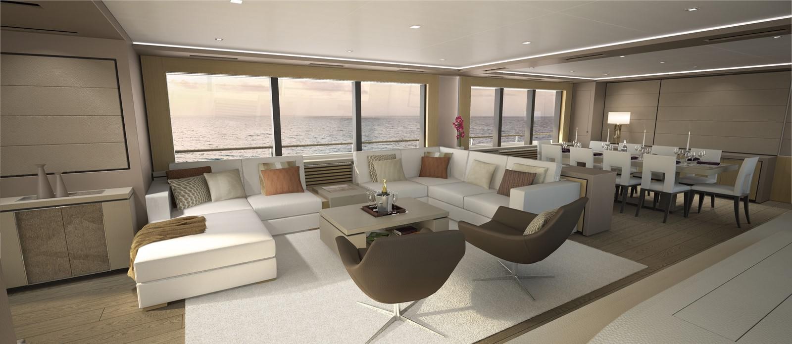 a large room with a couch and a table aboard DARNET 38 M MODERN EXPLORER Yacht for Sale