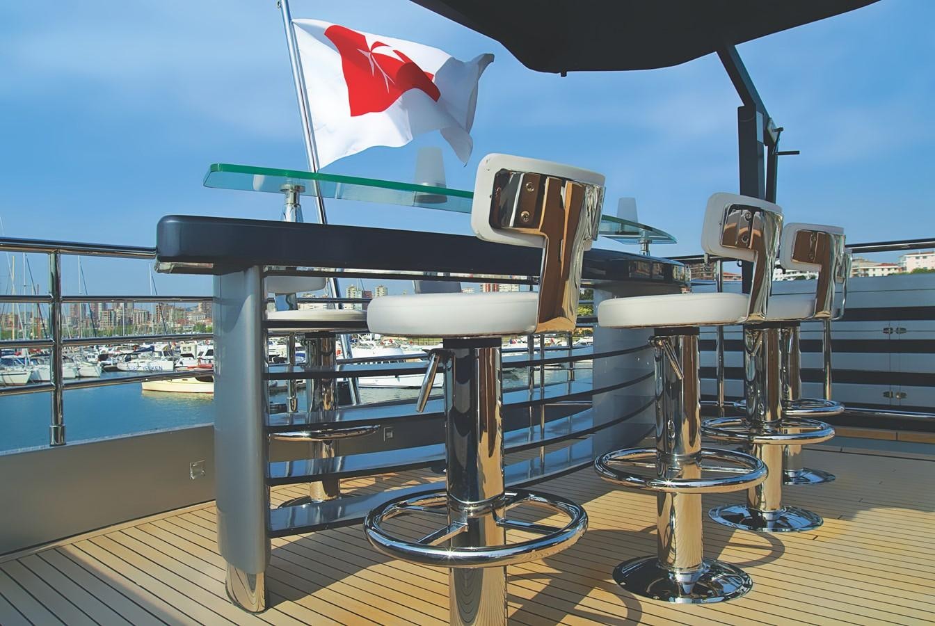 a large metal object with a flag on it aboard RL NOOR Yacht for Sale