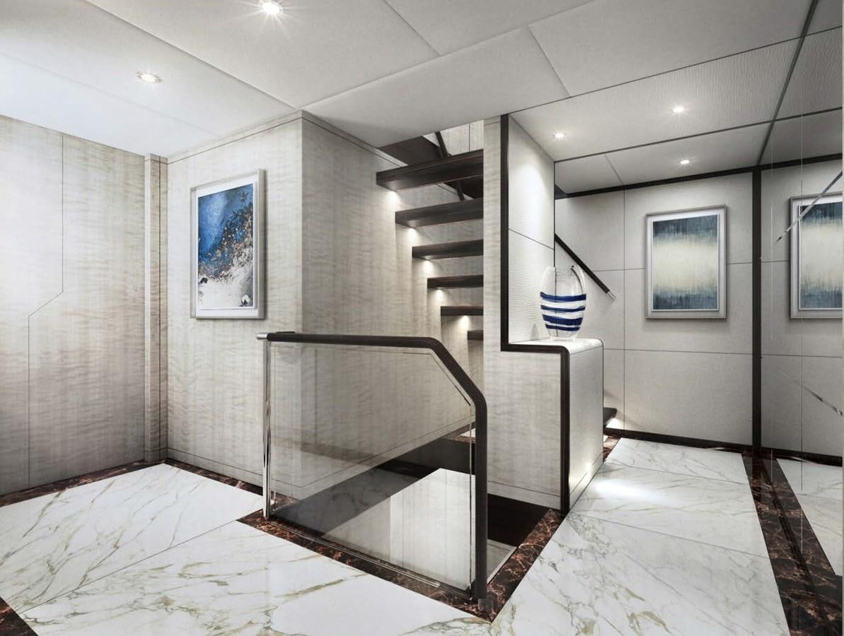 a staircase in a room aboard OLIVIA Yacht for Sale