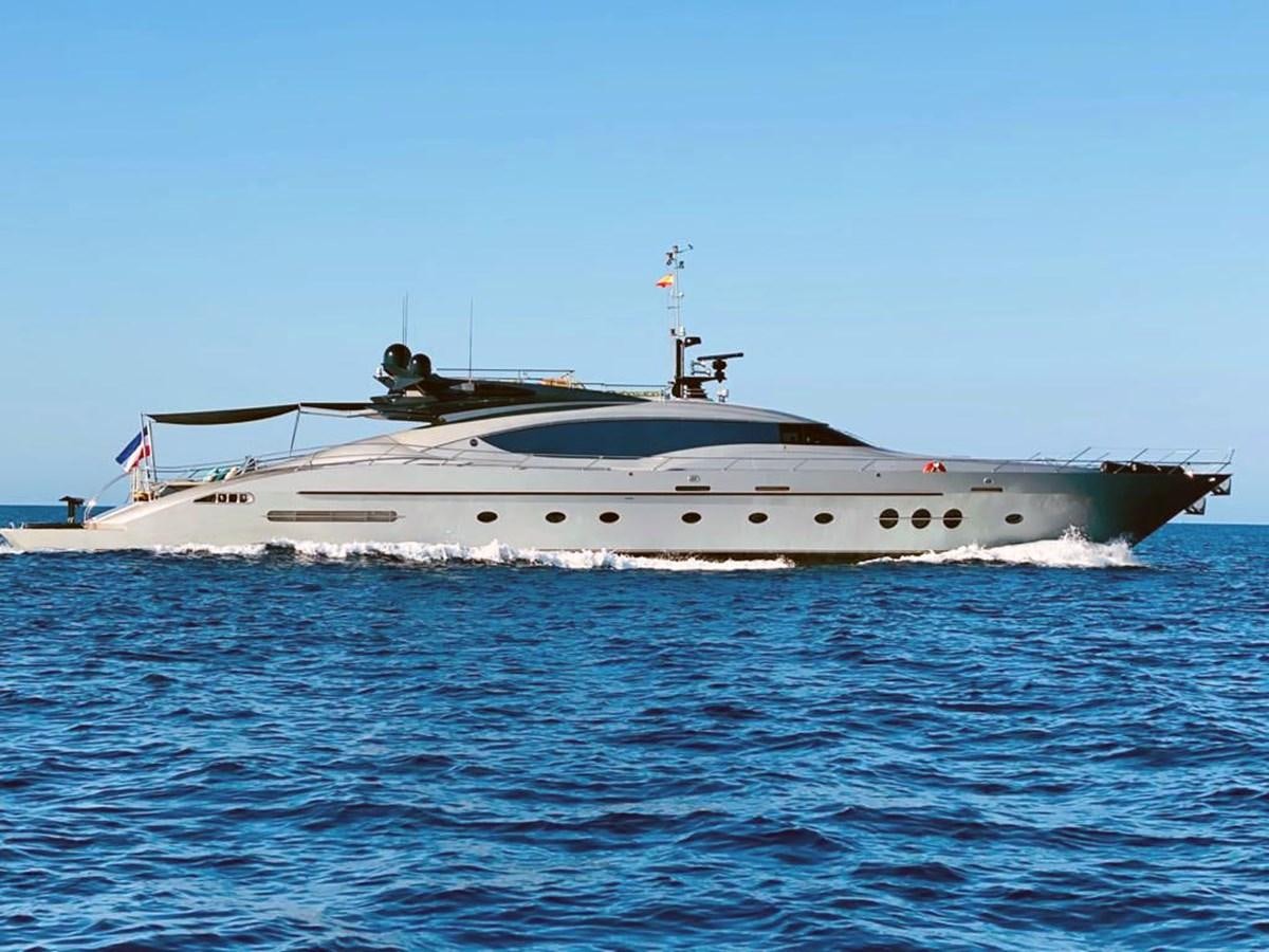 a large ship in the water aboard ESCAPE Yacht for Sale