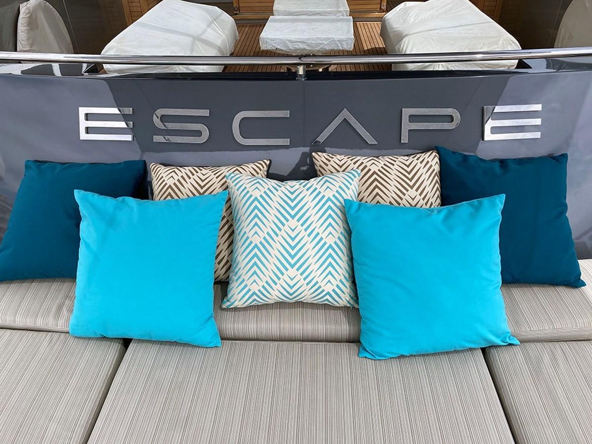 pillows on a bench aboard ESCAPE Yacht for Sale