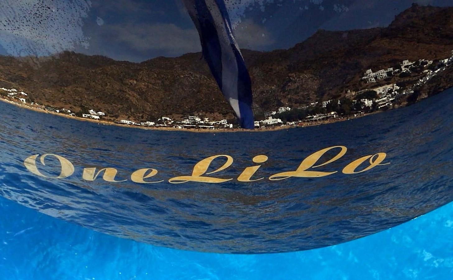 a blue pool with yellow text aboard INGENIOUS Yacht for Sale