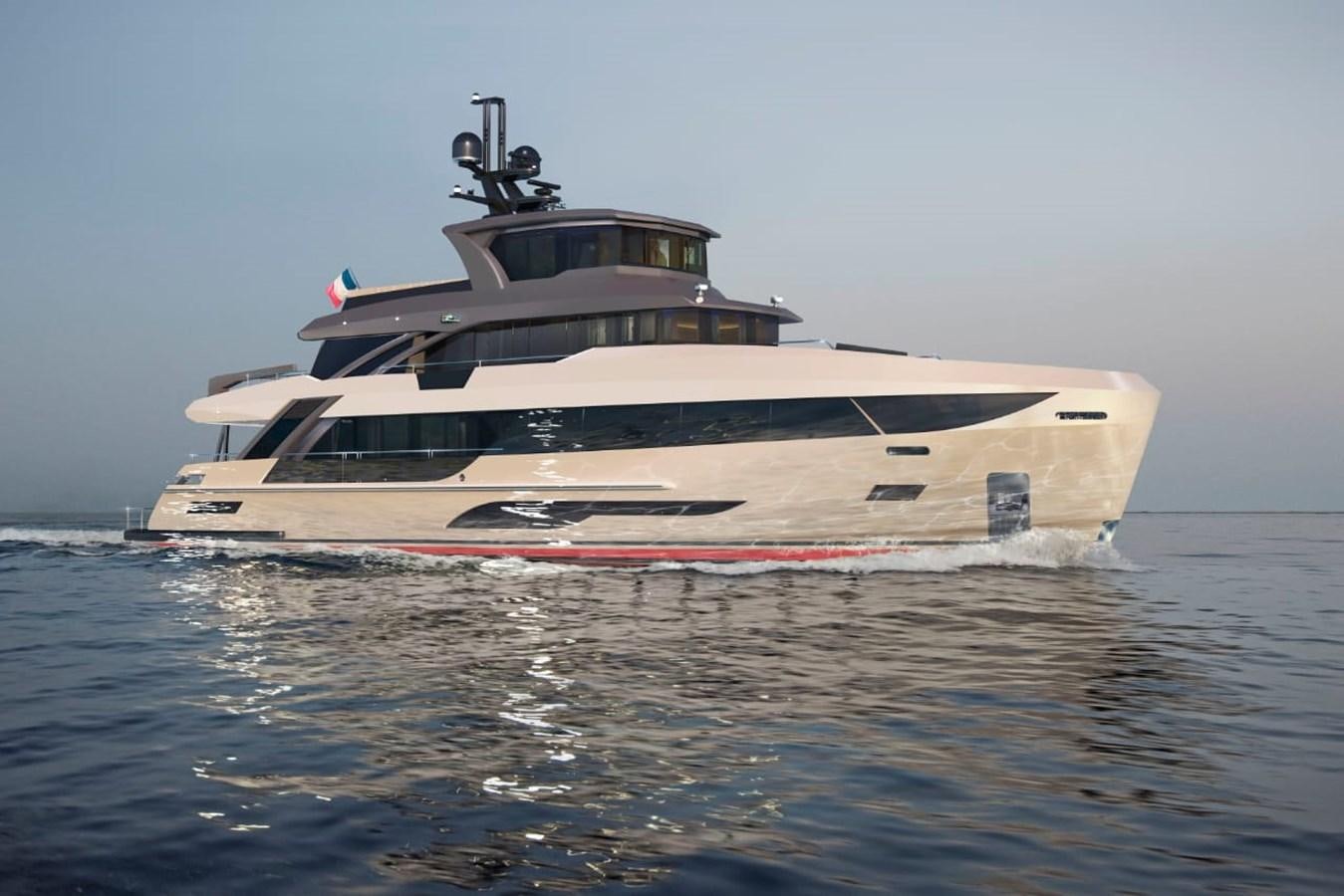 a large boat in the water aboard BERING B117 Yacht for Sale
