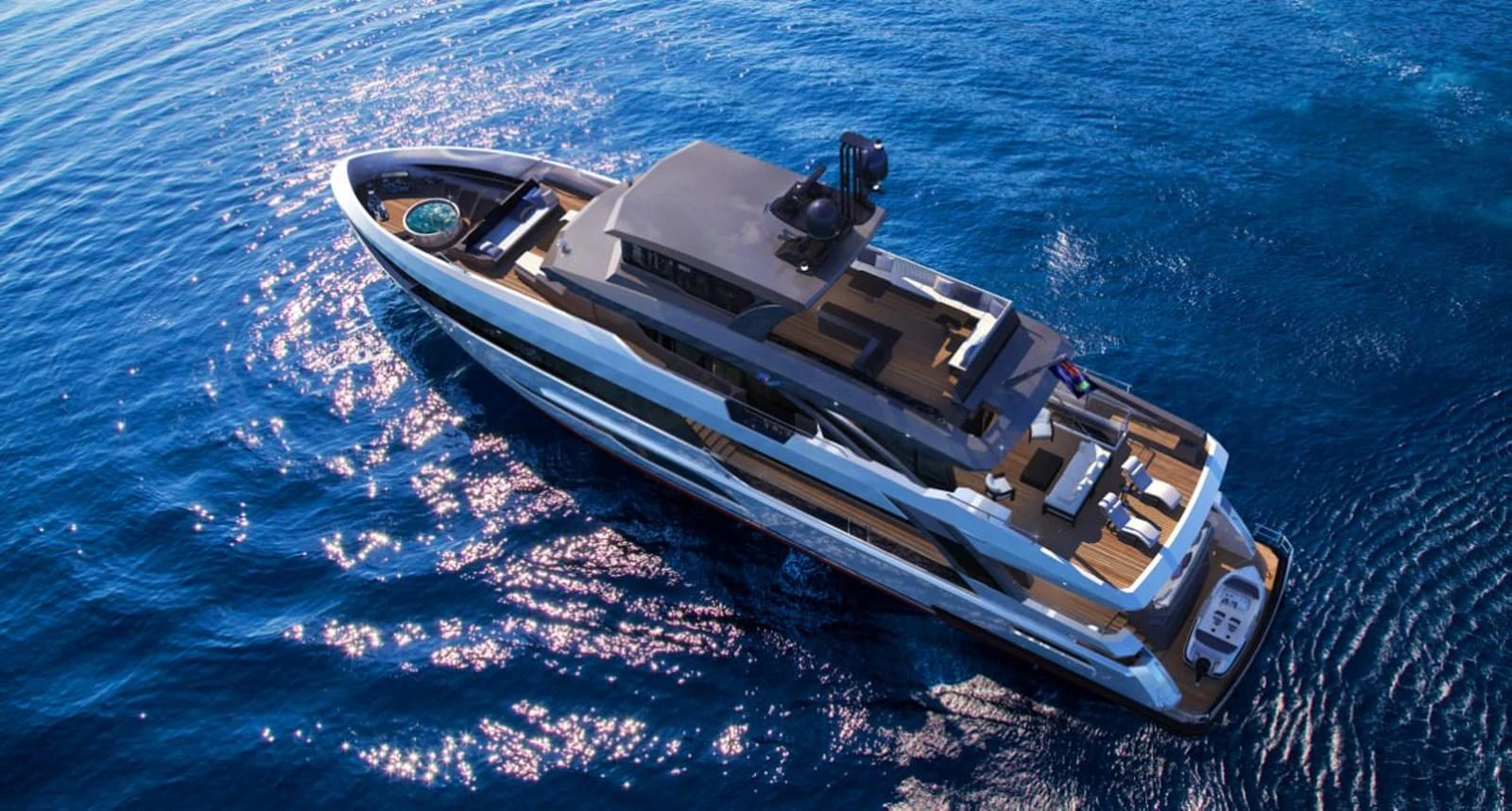 a high angle view of a boat aboard BERING B117 Yacht for Sale