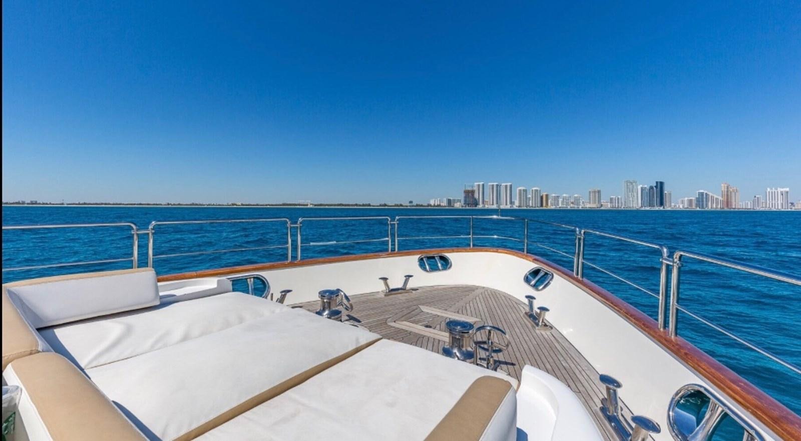 a large ship in the water aboard AVA Yacht for Sale