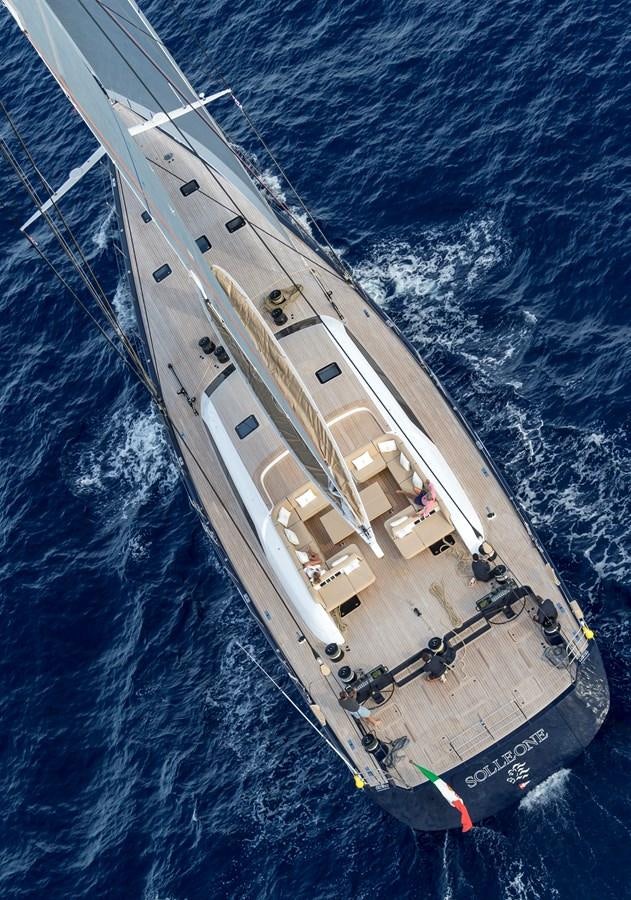 a large ship in the water aboard SOLLEONE Yacht for Sale