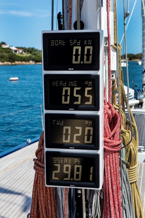 a digital clock on a boat aboard SOLLEONE Yacht for Sale