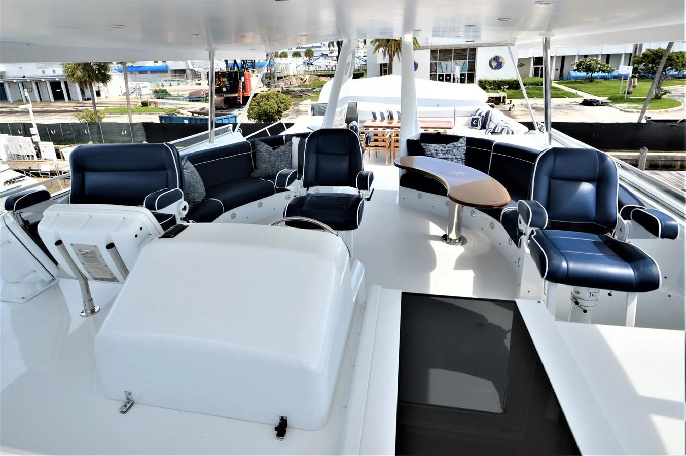 a room with chairs and tables aboard MISS STEPHANIE Yacht for Sale
