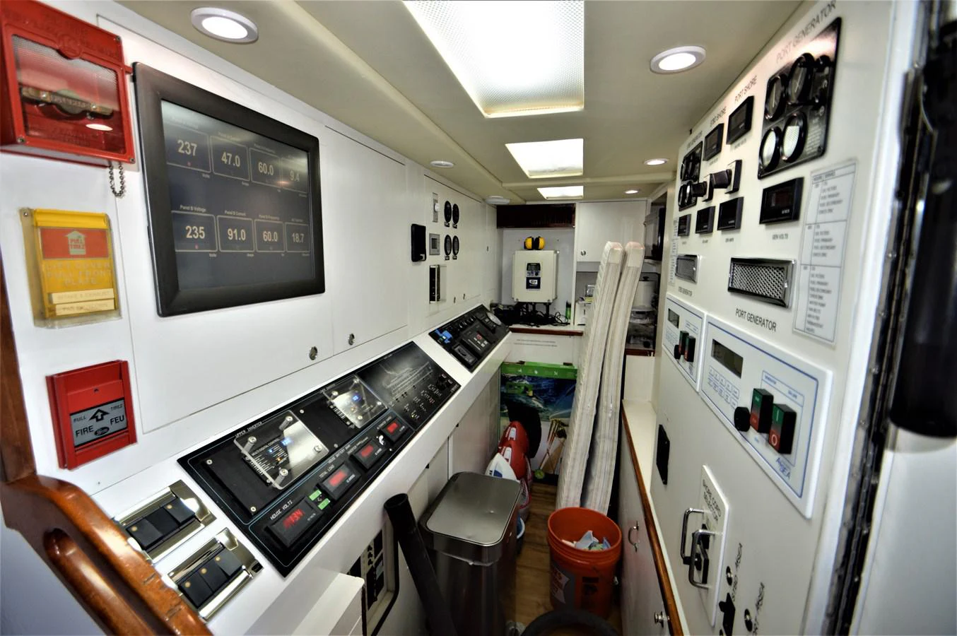 a room with a large screen aboard MISS STEPHANIE Yacht for Sale