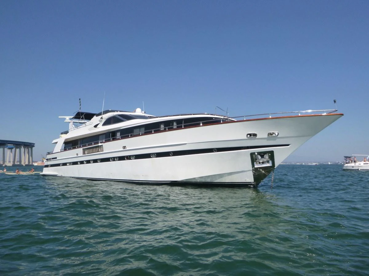 a boat in the water aboard AMADEUS Yacht for Sale