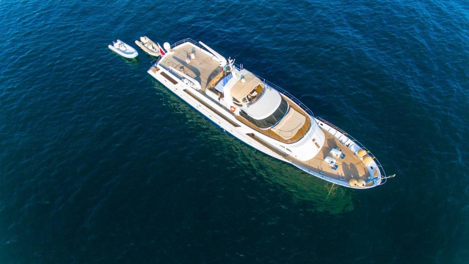 a high angle view of a boat aboard INDIA Yacht for Sale