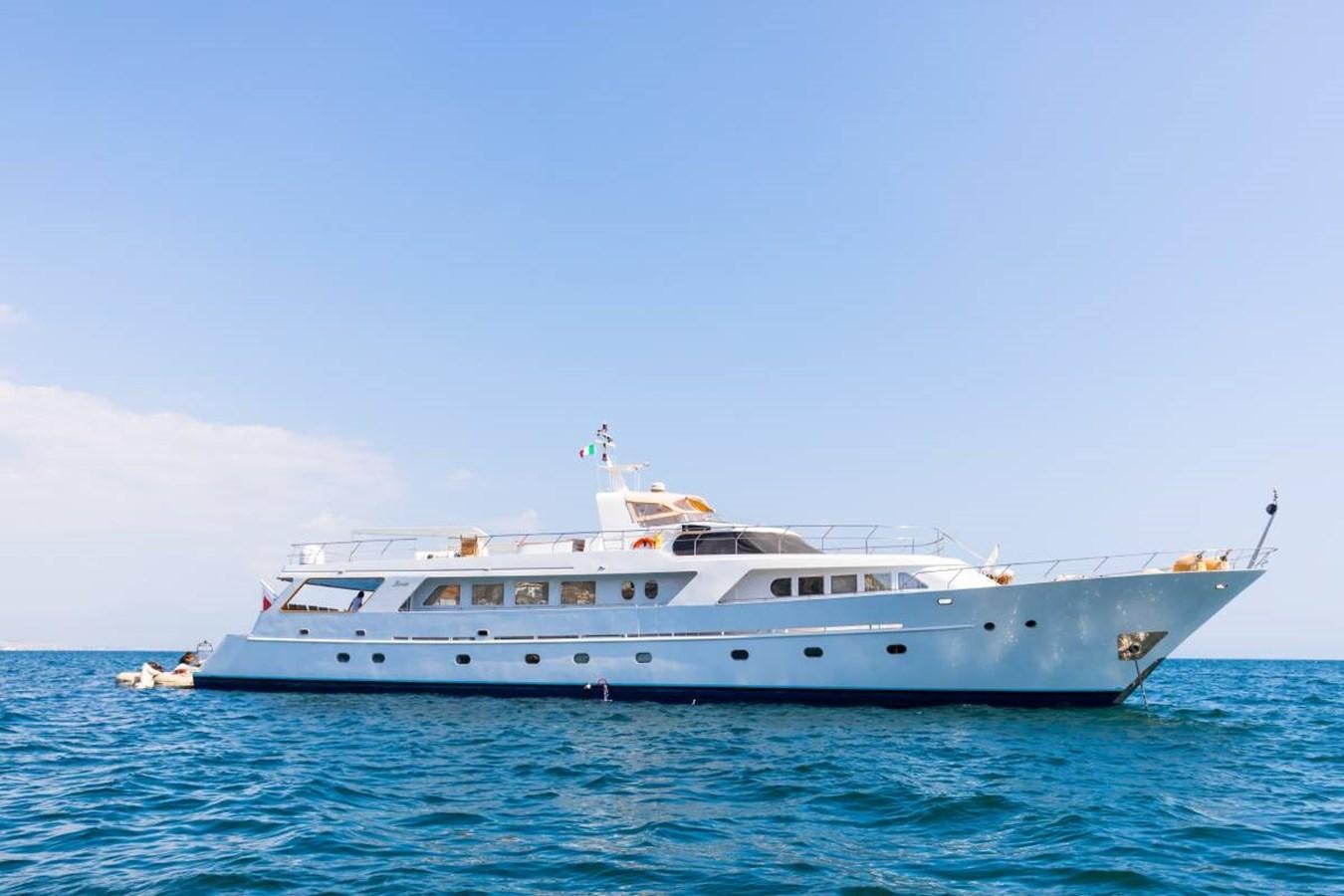 a white yacht in the water aboard INDIA Yacht for Sale