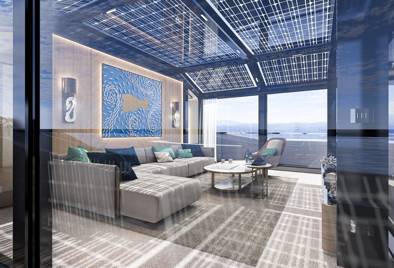 a room with a couch and a table aboard ARCADIA 115/06 Yacht for Sale