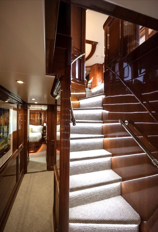 a staircase in a building aboard SERENO Yacht for Sale