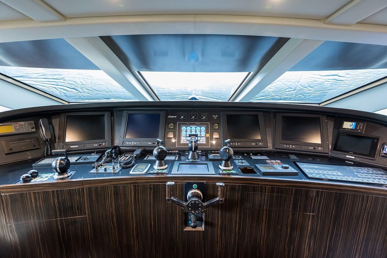 a control room with many screens aboard 34M LEOPARD Yacht for Sale
