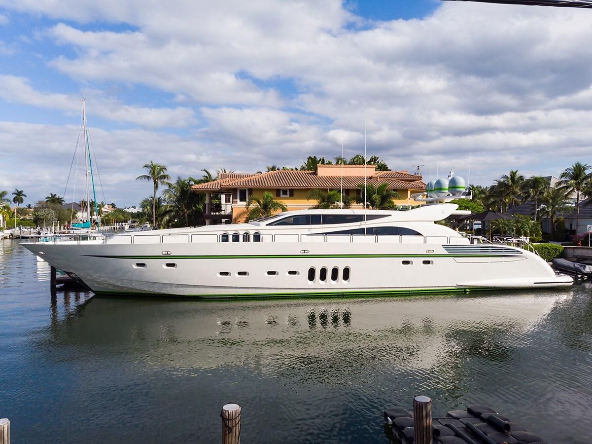 a white yacht in the water aboard 34M LEOPARD Yacht for Sale