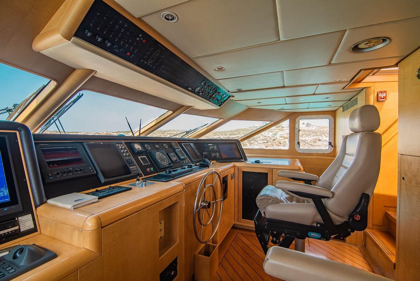 inside of a vehicle with computers and monitors aboard CRISS C Yacht for Sale