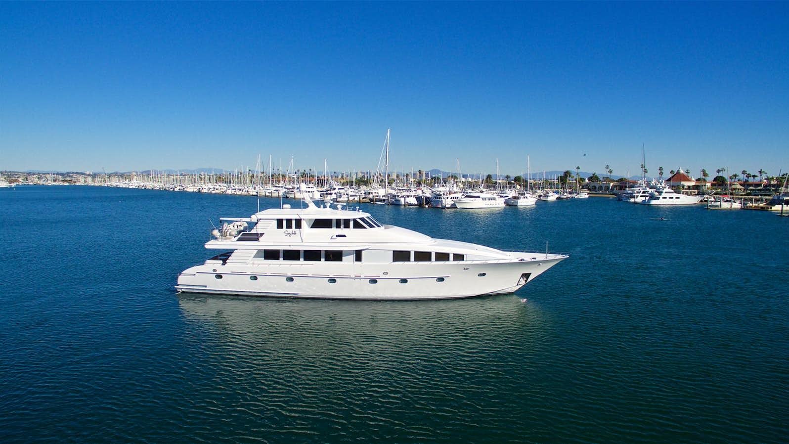 a white yacht in the water aboard SEYCHELLE Yacht for Sale