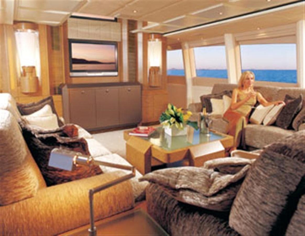 a person sitting on a couch in a living room aboard BENITA BLUE Yacht for Sale