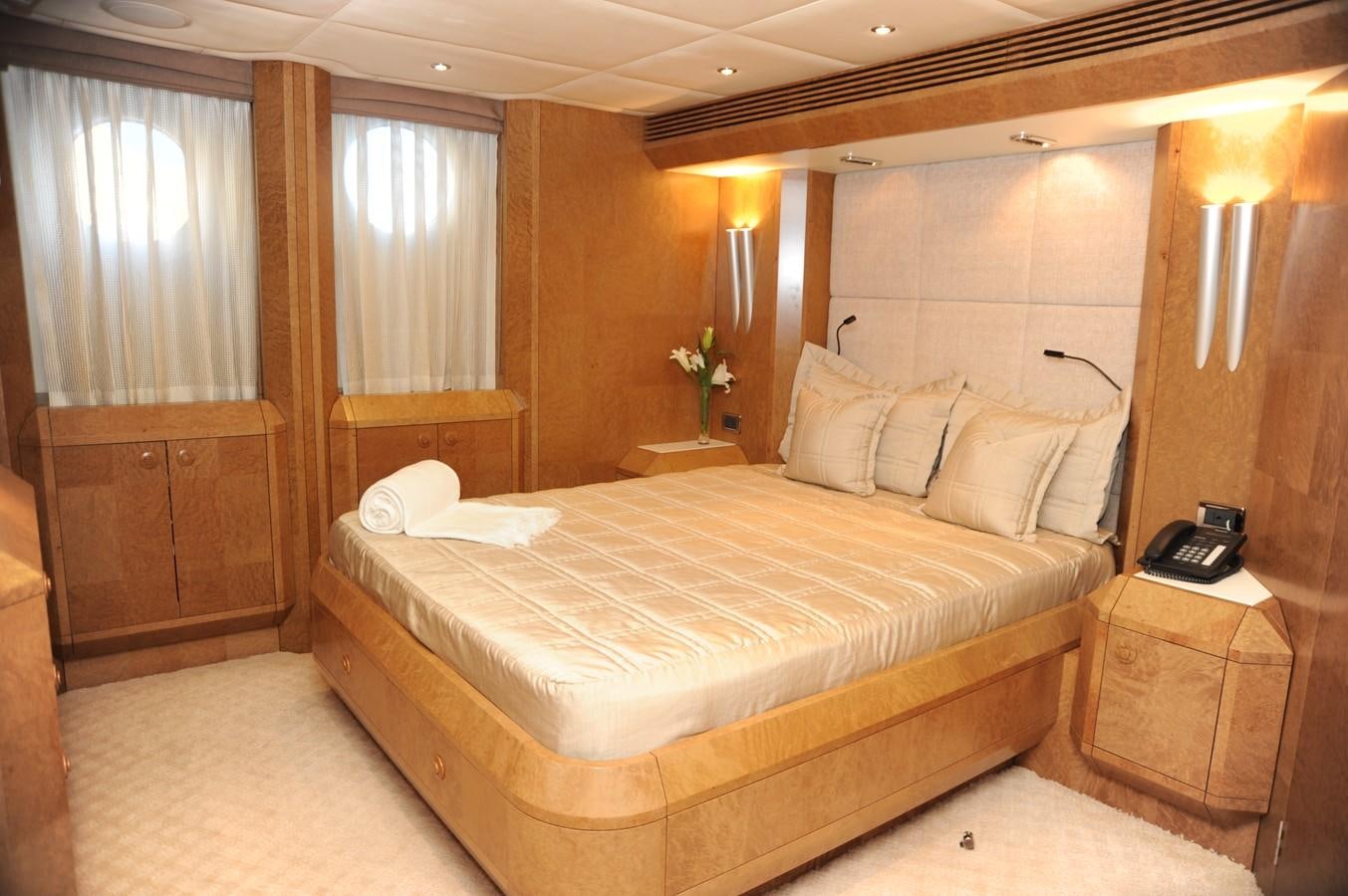 a bed in a room aboard BENITA BLUE Yacht for Sale