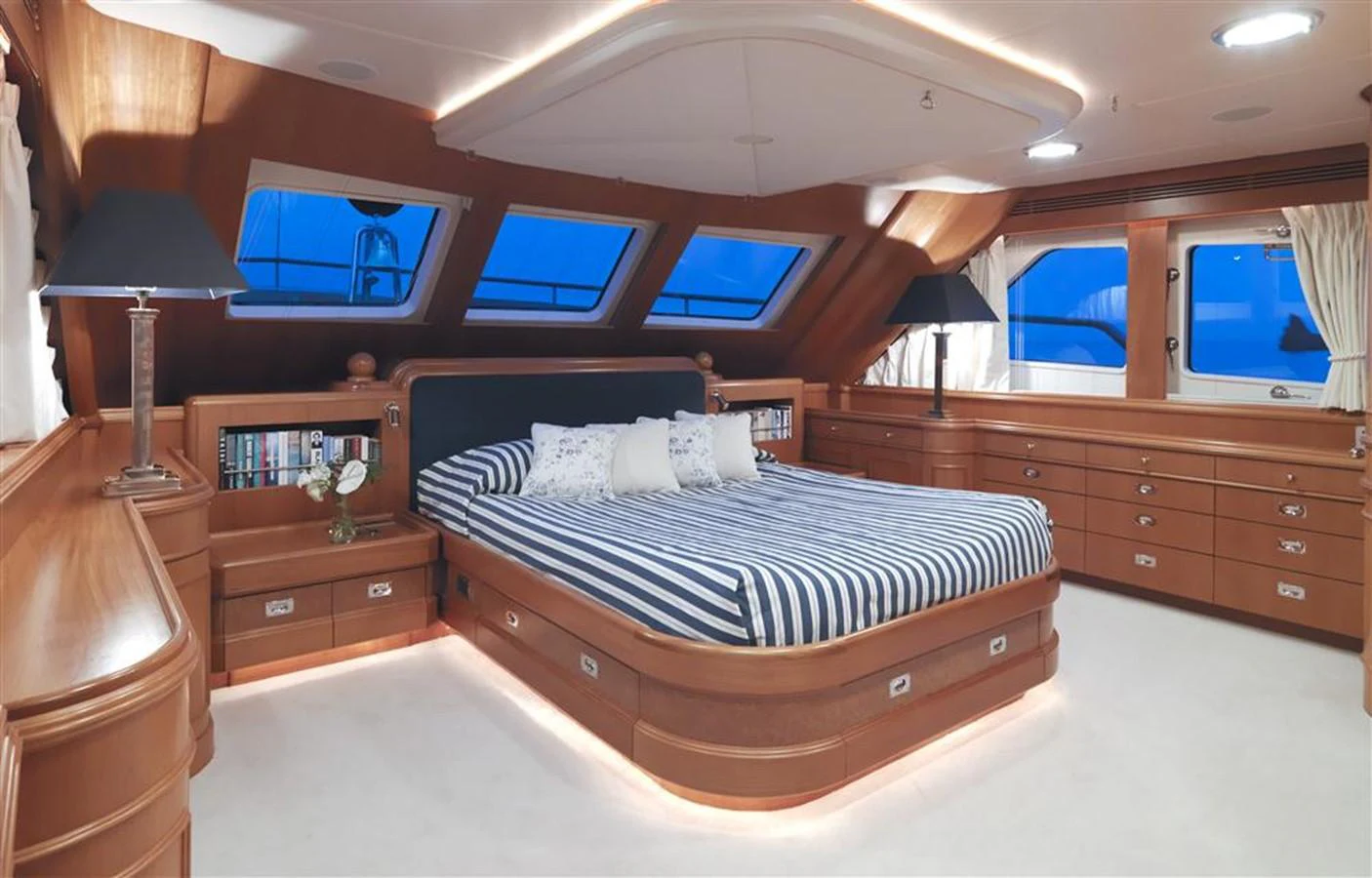 a bed in a room aboard SPADA Yacht for Sale