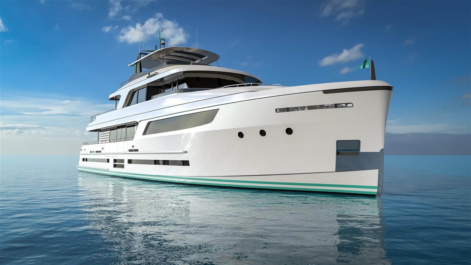 a white yacht in the water aboard 3200 TRIDENT Yacht for Sale