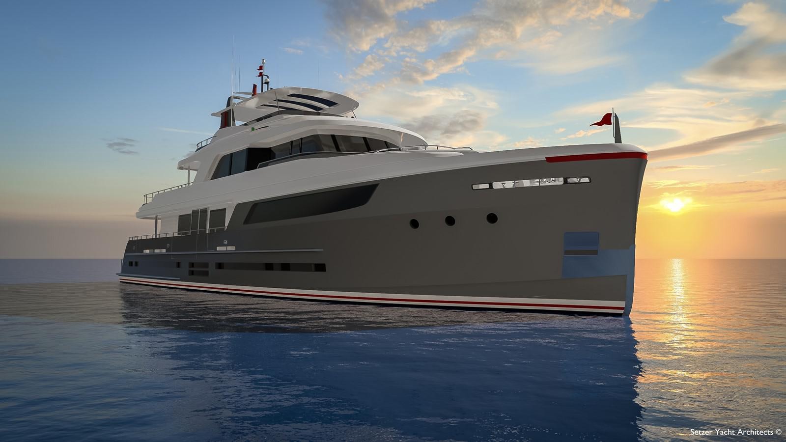 a white yacht on the water aboard 3200 TRIDENT Yacht for Sale