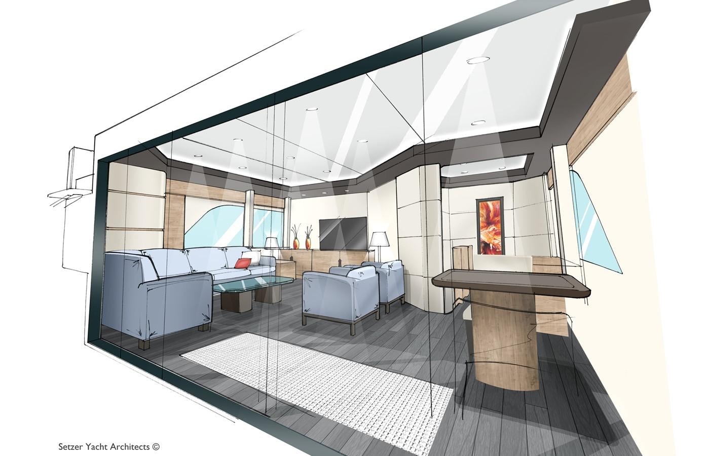 a room with a table and chairs aboard 3200 TRIDENT Yacht for Sale