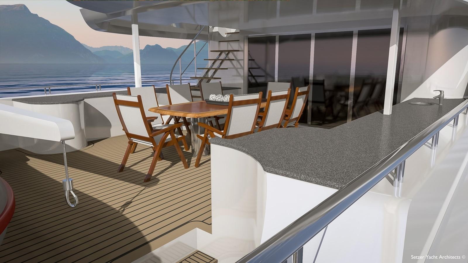 a room with a table and chairs aboard 3200 TRIDENT Yacht for Sale