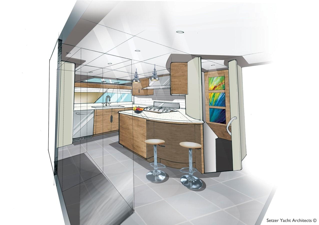 a bathroom with a sink and stools aboard 3200 TRIDENT Yacht for Sale