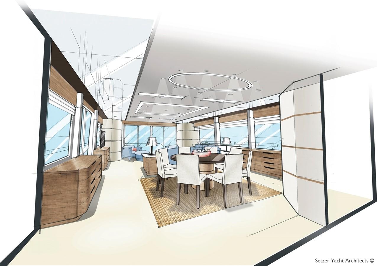 a room with a table and chairs aboard 3200 TRIDENT Yacht for Sale