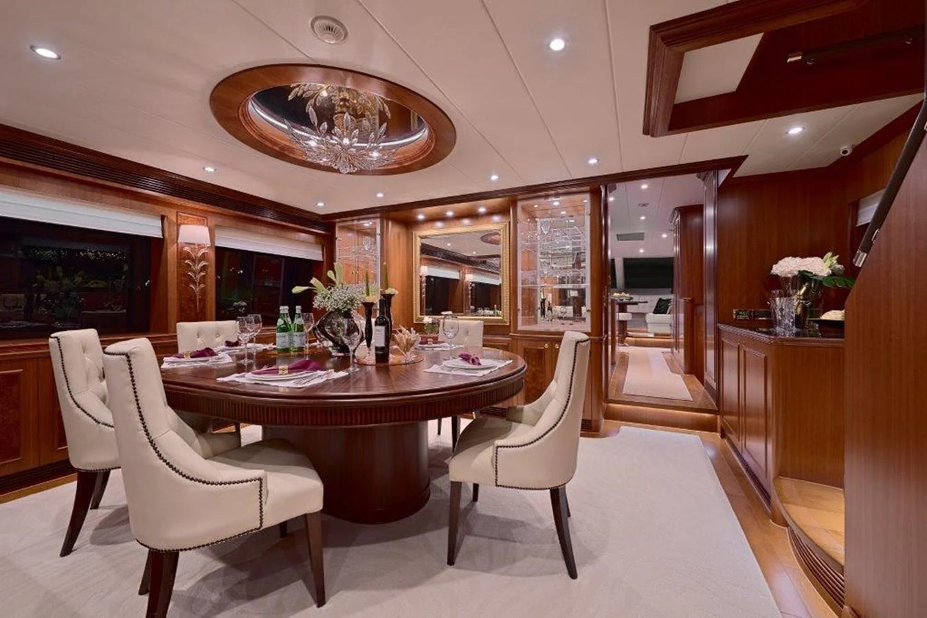 a large dining table in a room aboard P110 (NEW BOAT SPEC) Yacht for Sale