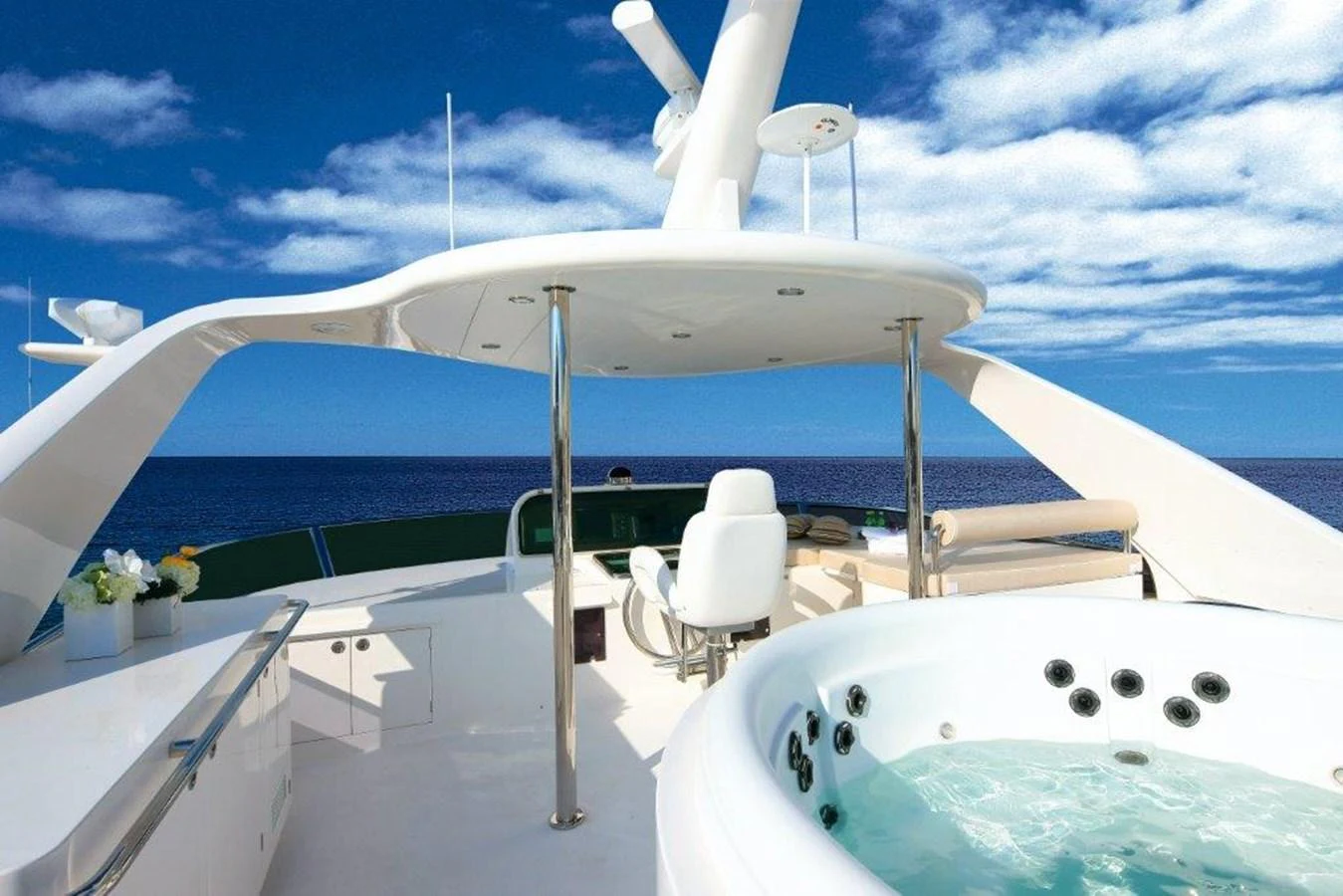 a white boat with a white canopy aboard P110 (NEW BOAT SPEC) Yacht for Sale