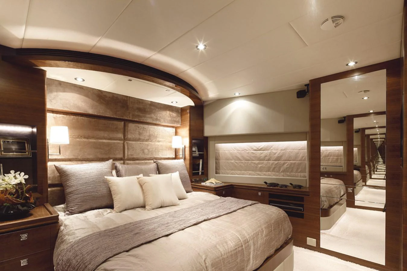 a large bed in a hotel room aboard P110 (NEW BOAT SPEC) Yacht for Sale
