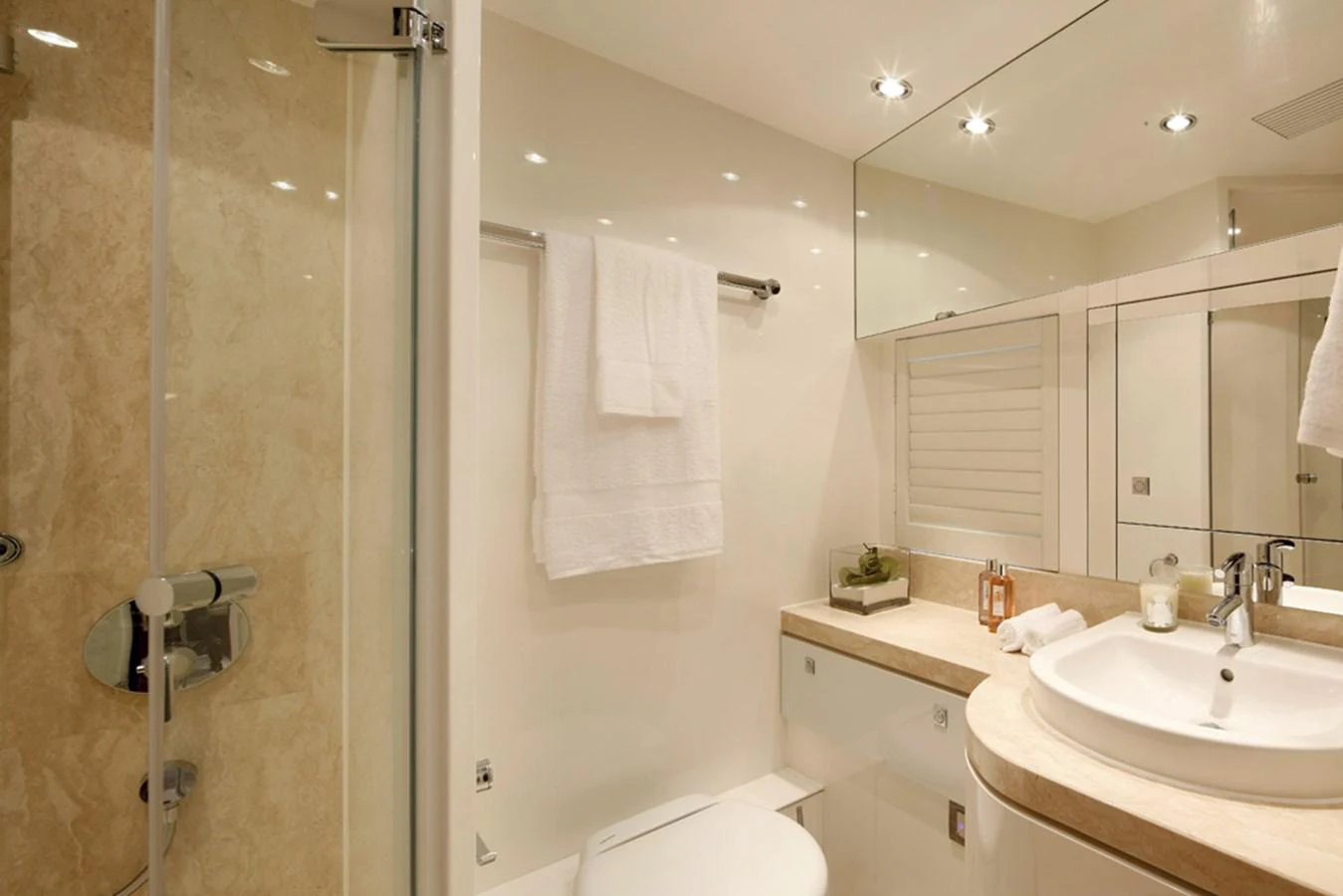 a bathroom with a shower and sink aboard P110 (NEW BOAT SPEC) Yacht for Sale